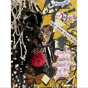Proverbs 31 & Pearls, Diamonds Leopard Pop Out Collage Art
